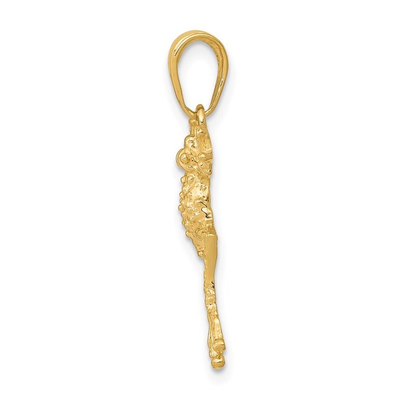 14K Yellow Gold Solid Polished Open-Backed Frog Necklace Charm Pendant, Unisex - Picture 2 of 3